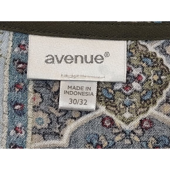 Avenue Womens Boho Tunic Green Floral Gauzey Ruched Tie Sleeves Plus Size 30/32 - Picture 4 of 7